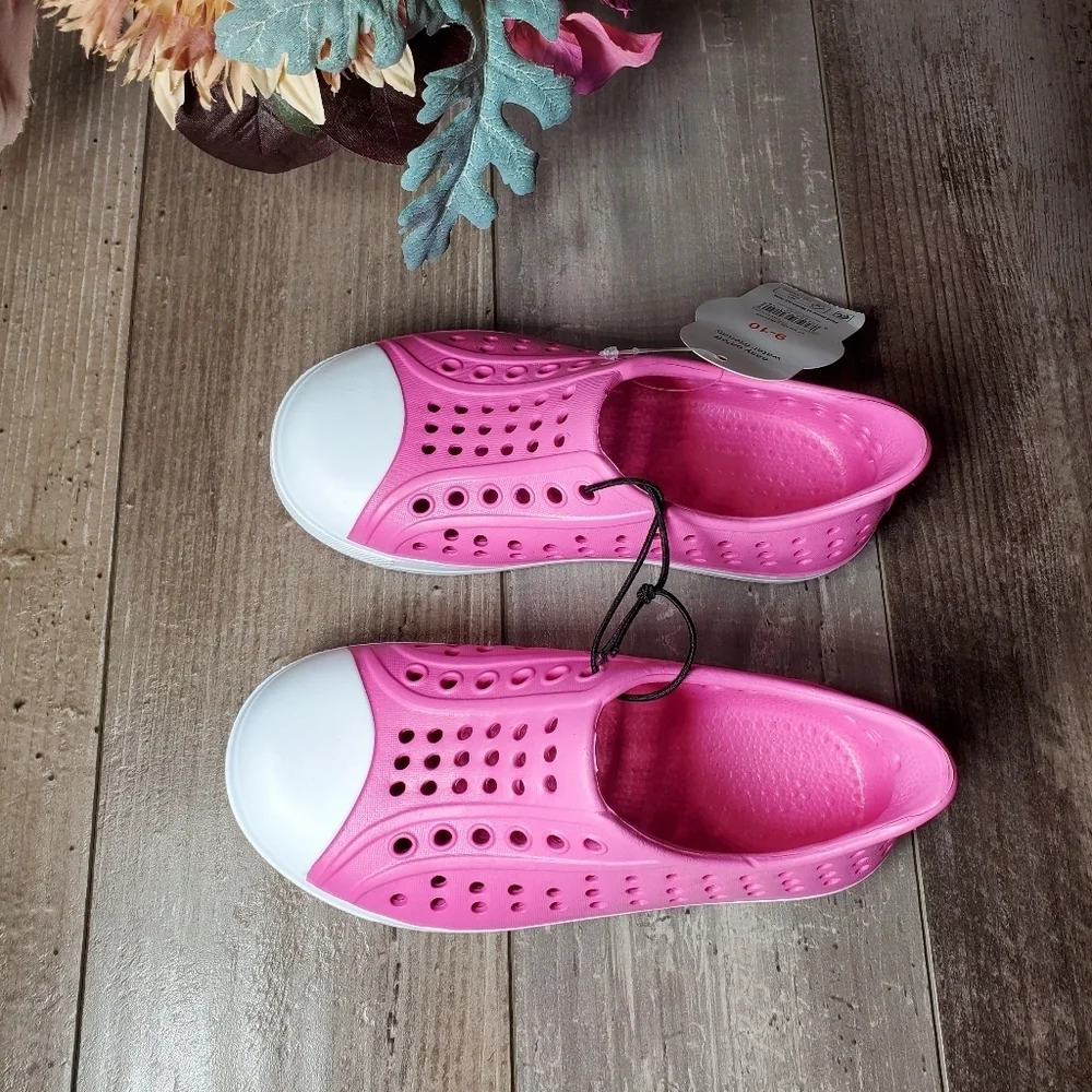NWT Wonder Nation Toddler Kids EVA Water Sneakers Pink & White Girls Size 9/10
